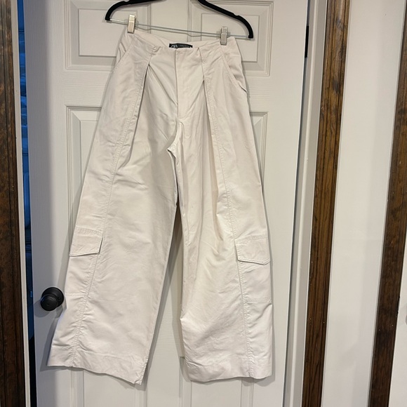 Zara full length pleated wide leg cargo pants - Picture 3 of 7